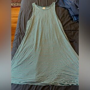 Faded Glory green and white striped summer dress size xl Blue